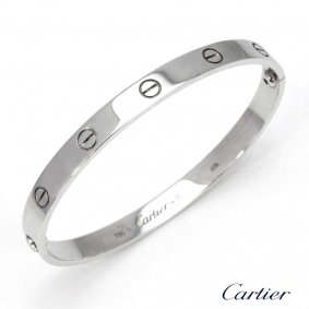 Cartier 18k White Gold Love Bangle Size 21 B&P B6035421